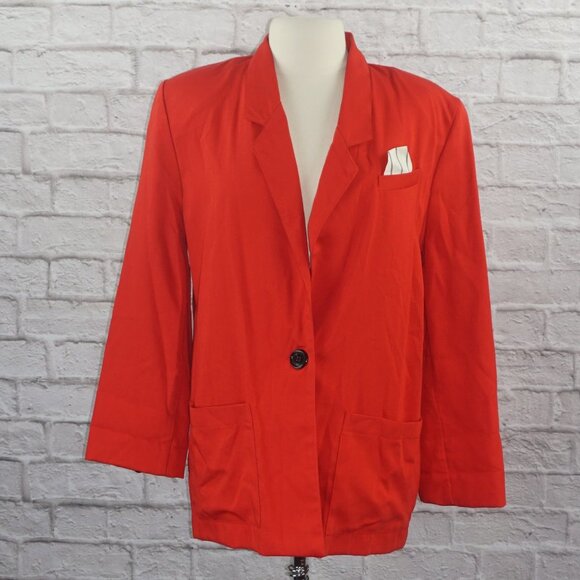 Vintage 80s Red Oversized Boyfriend Blazer - Picture 1 of 6